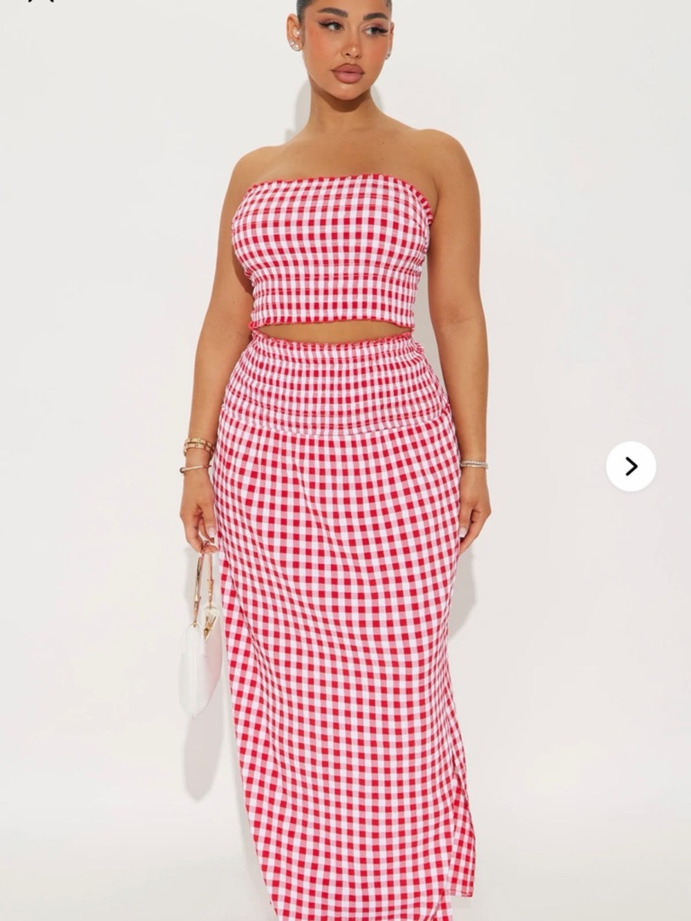 Red Gingham Maxi Skirt - Fashion Nova new with tags